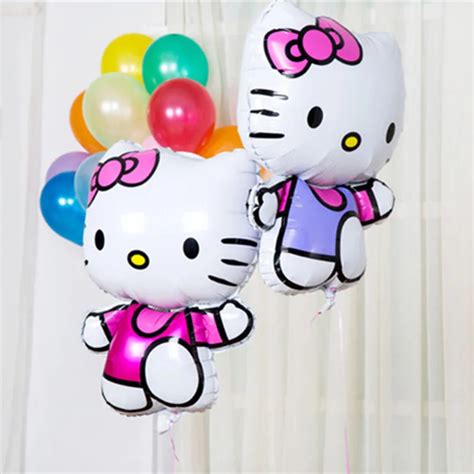 200pcs Kitty Cat Foil Balloons Hello Kitty Shaped Helium Ballon Cartoon