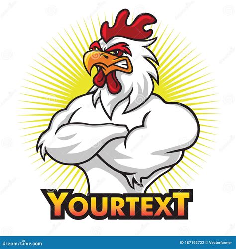 Angry Rooster Mascot Logo Premium Vector Cartoon Illustration Stock