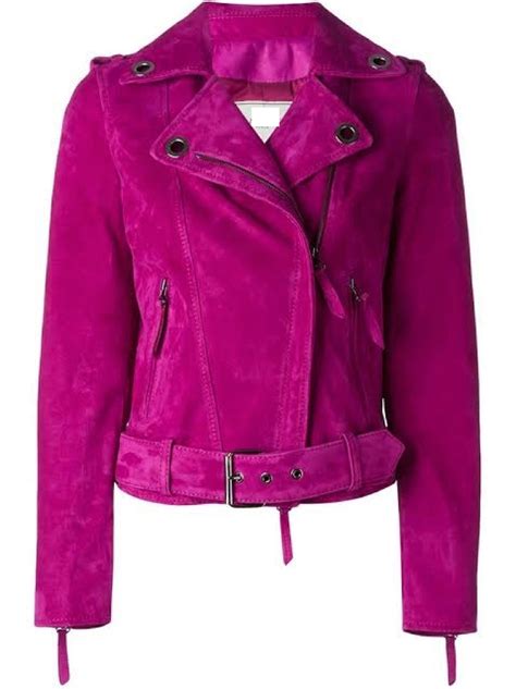 Shocking Hot Pink Suede Leather Coat For Woman Etsy