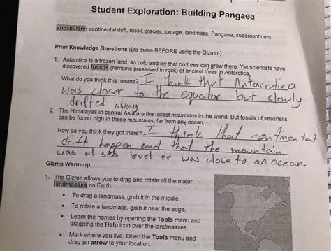 Explorelearning 1/3 print page assessment questions: ☑ Gizmo Student Exploration Building Pangaea Answer Key