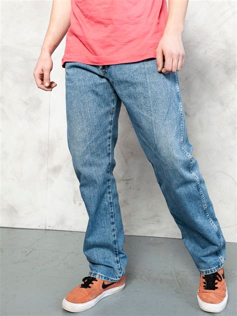Denim Jeans Mens Vintage 90s Regular Fit Men Trousers Straight Leg