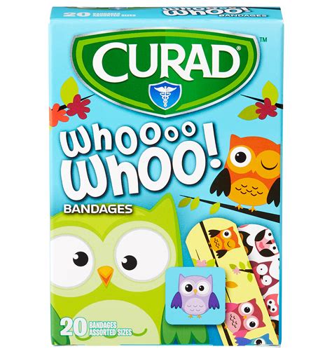 Childrens Bandages Owls Assorted Sizes 20 Count Curad Bandages