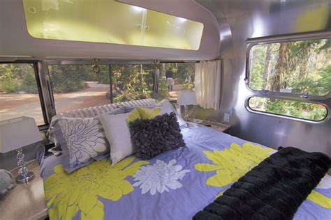 Airstream Travel Trailer Bedroom Camped At Mt Rainier National Park