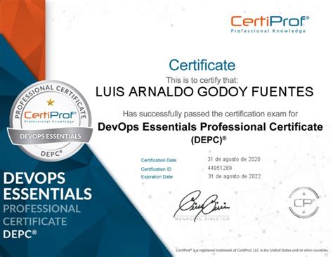 Certification Devops Essentials Professional Certificate Depc Luis