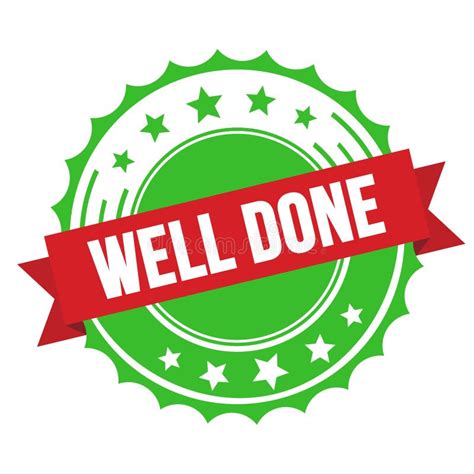 Well Done Text On Red Green Ribbon Stamp Stock Illustration