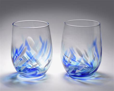 Vino Breve Glasses By Corey Silverman Elegantly Accented With Swirling Daubs Of Color At The