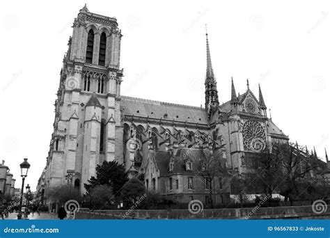 Notre Dame Cathedral In Paris Black And White Stock Image Image Of