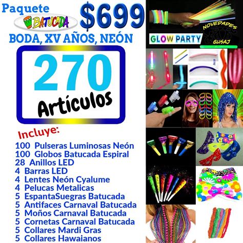 Paquete Batucada Boda Fiesta Xv A Os Neon Party Led Art Mercado Libre