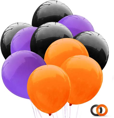 100pcs 12 Inch Halloween Party Balloons Black Orange