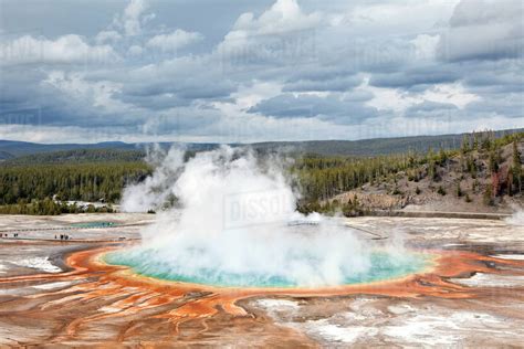 Grand Prismatic Spring Yellowstone National Park Wyoming Stock