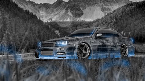 Submit more jdm wallpapers hd. Nissan Skyline JDM R34 Sedan Tuning Crystal Nature Car ...
