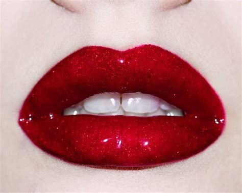 Lips Candy Apple Ruby Red Crimson Glitter Lip Gloss