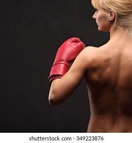 Sexy Brunette Posing Topless Boxing Gloves Stock Photo Shutterstock