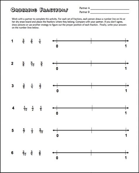 Free Ordering Fractions On A Number Line Printable Math Worksheets