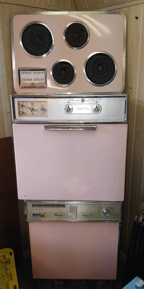 Vintage Pink Appliances - GE - Whirlpool - Wall Oven, Range, Dishwasher