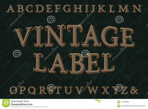 Vintage Label Font Isolated English Alphabet Stock Vector