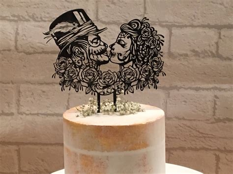 Rockabilly Wedding Cake Topper Sugar Skull Cake Topper Etsy