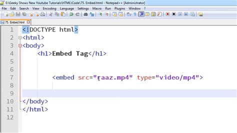 Here is a simple guide on how to add image to video with it. 105. Embed Tag in HTML (Hindi) - YouTube