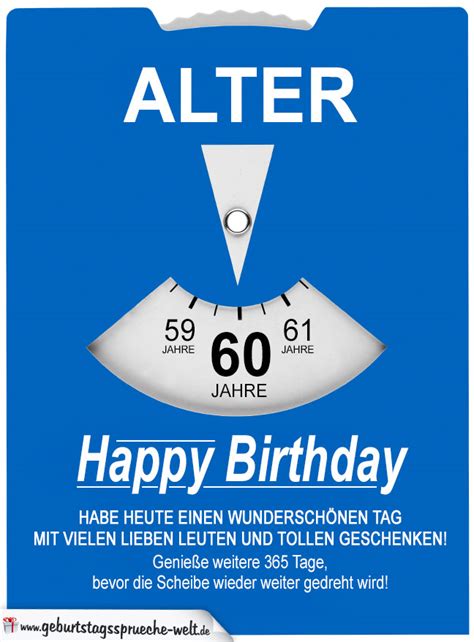 Wer mit facebook glückwünsche zum 60. Geburtstagskarte als Parkscheibe zum 60. Geburtstag ...
