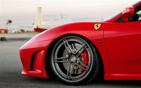 배경 화면 빨간 차 스포츠카 Ferrari 페라리 F430 고성능 차 바퀴 초차 육상 차량 자동차 디자인