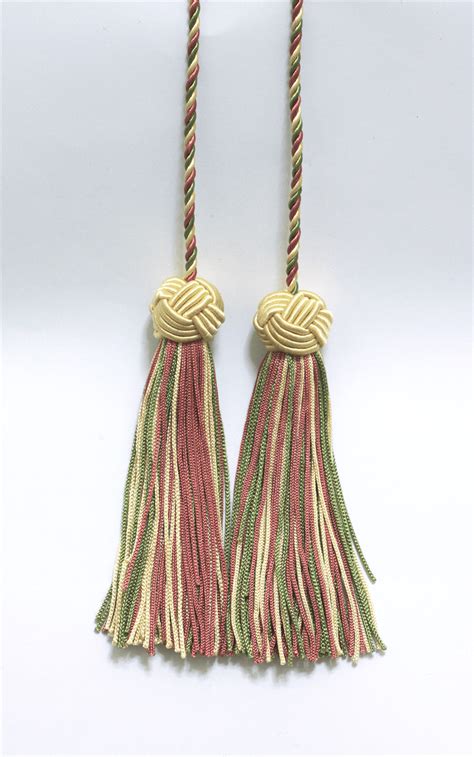 Vanilla Dusty Rose Light Olive Green Double Tassel Tassel Tie With 375 Inch Tassels