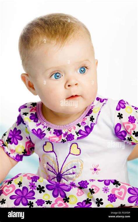 Blue Eyed Baby Girl Portrait Close Up Stock Photo Alamy