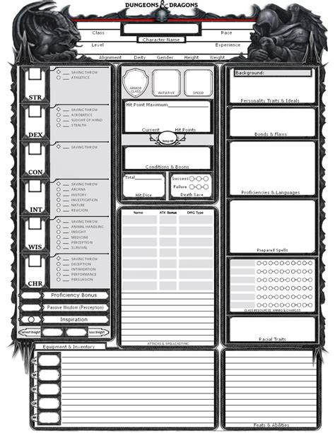 New Updated D3goth 5e Character Sheet Now Form Fillable Dnd