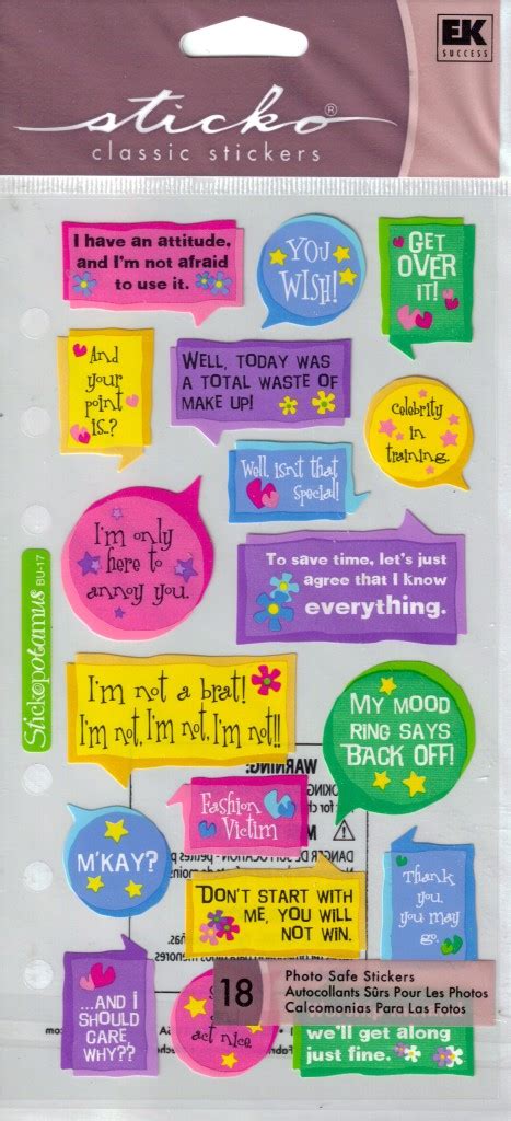 Sticko Assorted Stickers Choice Scrapbooking Caption Bubble Phrase