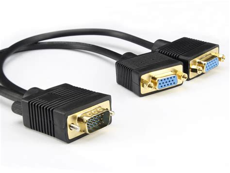 Hot 1pc computer to dual 2 monitor vga splitter cable video y splitter 15 pin two ports vga male to female for pc laptop. Gold SVGA Monitor Y Splitter 1 PC to 2 Way VGA Cable Lead ...