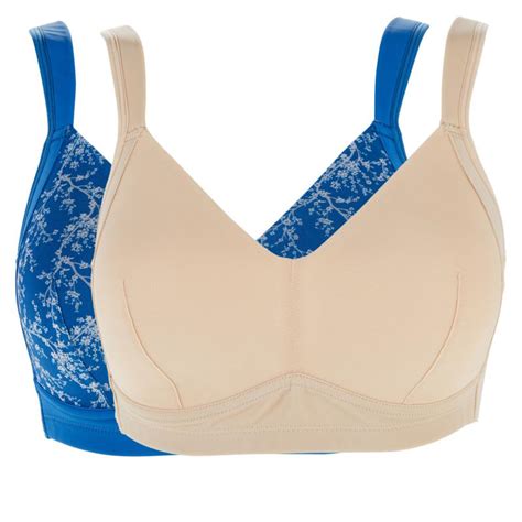 Hsn Rhonda Shear 2 Pack Molded Cup Bra With Mesh Overlay