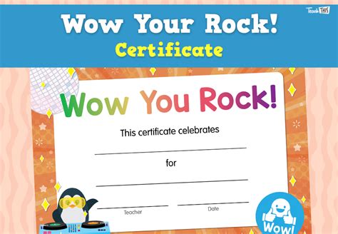 Wow You Rock Certificate Teacher Resources And Classroom Games