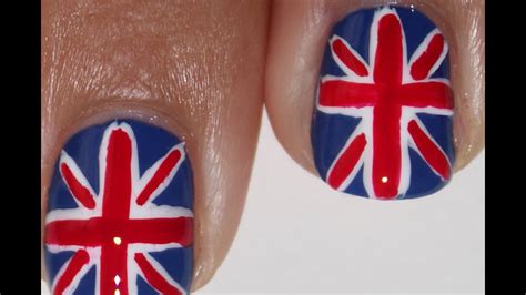 Union Jack Flag British Nail Art Tutorial Youtube