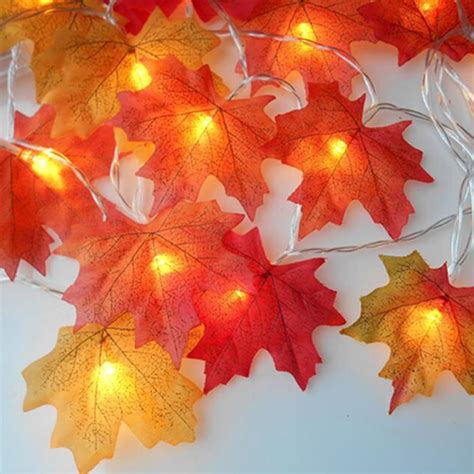 Maple Leaf Led Light String 10203040leds Carved Fairy Lights Home