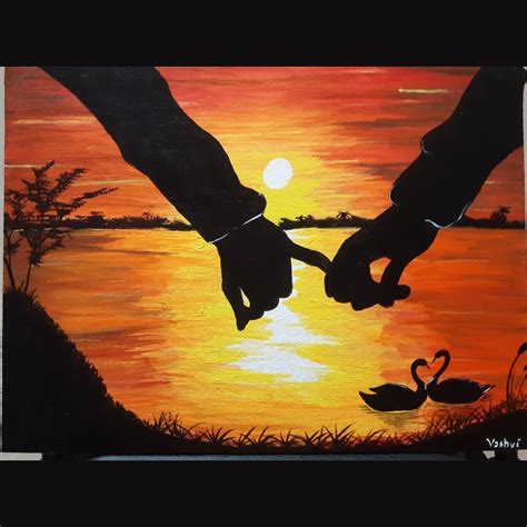 Embracing Love Original Handmade Painting Holding Hands Wall Etsy