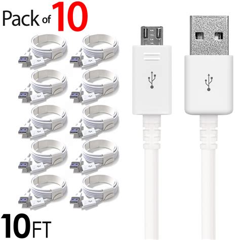 10x Micro Usb Cable Charger For Android Freedomtech 10ft Usb To Micro