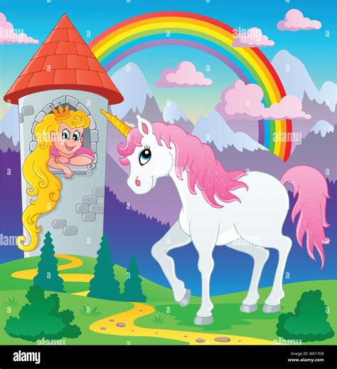 Fairy Tale Unicorn Theme Image 3 Stock Vector Image And Art Alamy