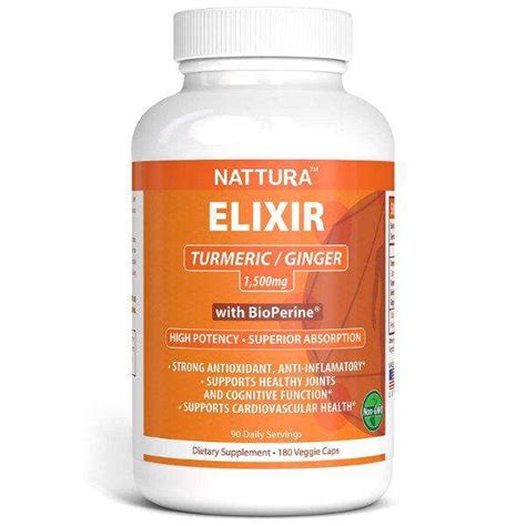 Turmeric Curcumin Ginger Root Extract 1500 Mg 180 Capsules