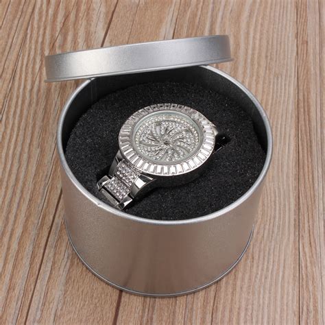 Good customized jewelry packaging can help increase the beauty and value of your jewelry products. Silver Round Tin Jewelry Watch Gift Box Case Sponge Window ...