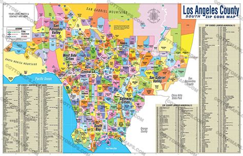 Los Angeles Zip Code Map South Zip Codes Colorized Otto Maps