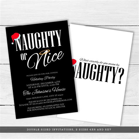 Naughty And Nice Party Invitations Holiday Party Invitations Etsy