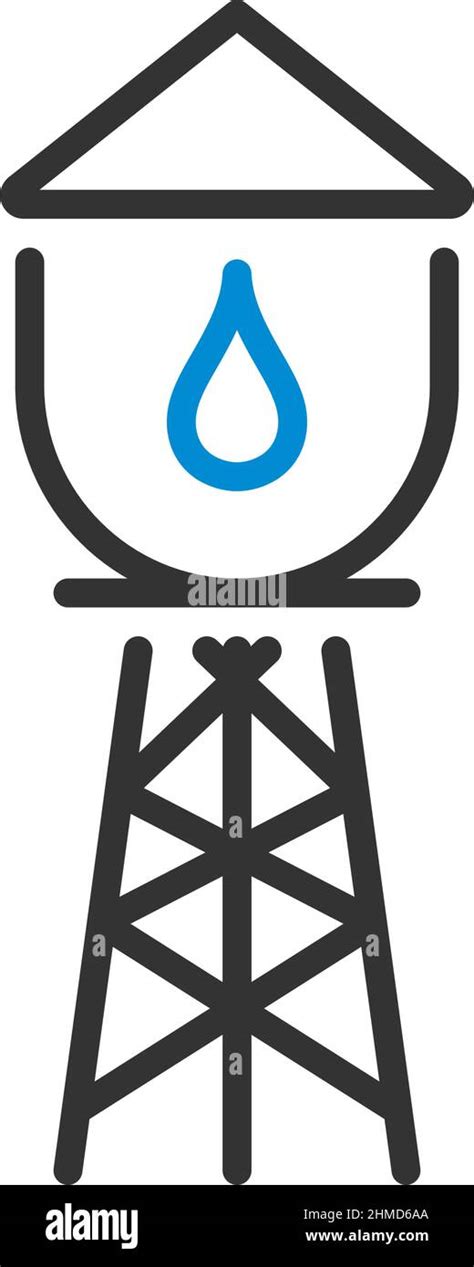 Icono de la torre de agua Contorno en negrita editable con diseño de