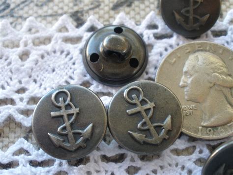 15mm Dull Silver Gunmetal Tone Anchor Pattern Buttons Shank Etsy