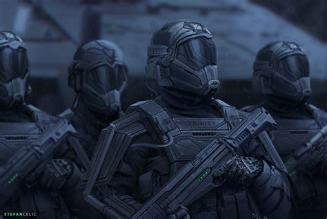 Artstation Trinity Corp Soldiers Stefan Celic Sci Fi Armor Battle Armor Helmet Armor