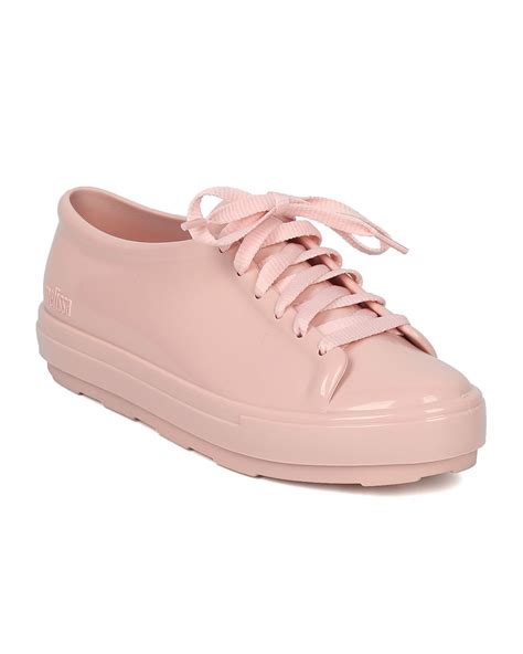 New Women Melissa Be Pvc Jelly Lace Up Low Top Sneaker
