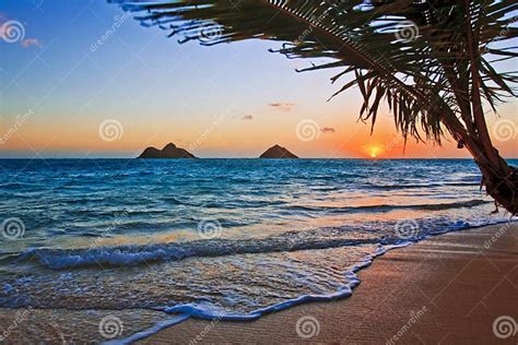 Pacific Sunrise At Lanikai Beach In Hawaii Stock Image Image Of Water