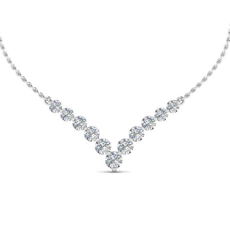 V Shaped Graduated Diamond Anniversary Necklace Ts In 950 Platinum
