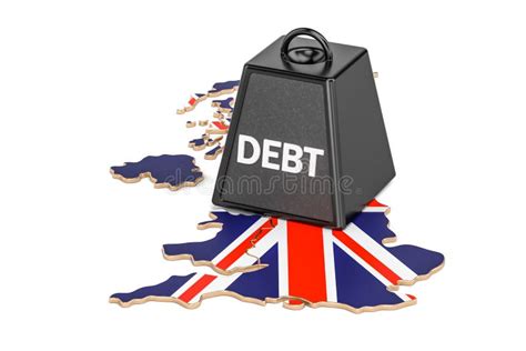 british national debt or budget deficit financial crisis concept 3d rendering stock