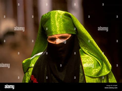 1 One Moroccan Woman Moroccan Woman Adult Woman Wearing Veil Veiled Head Covering Fes