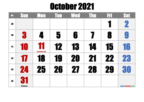 Printable Calendar October 2021 Template Noip21m22