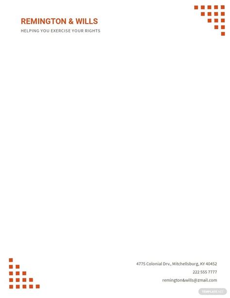 an orange and white business letterhead with the words reminitton and willis on it